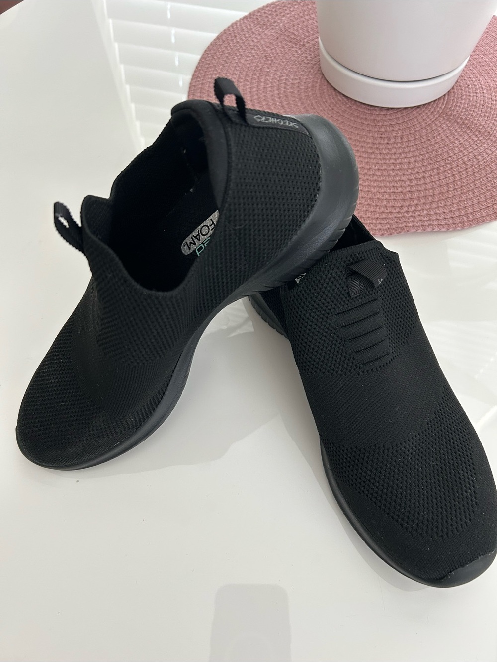 Skechers Women’s Black Slip-On Knit Athletic Sneakers